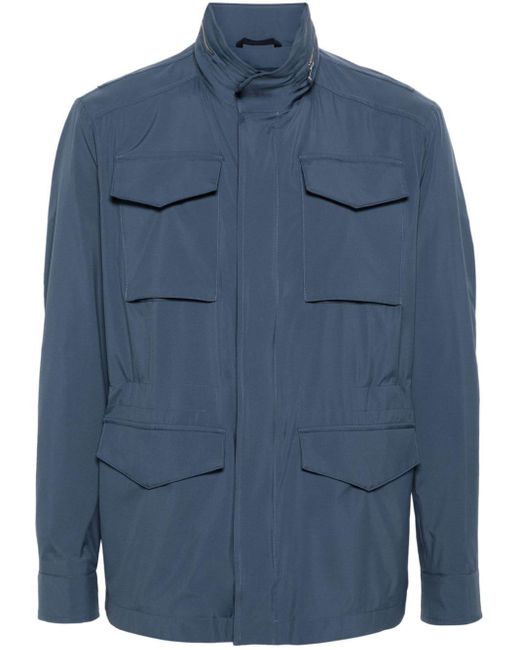 Paul & Shark Blue Hooded Waterproof Military Jacket for men