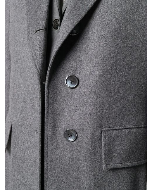 Thom Browne Gray Wide Lapel Cashmere Overcoat