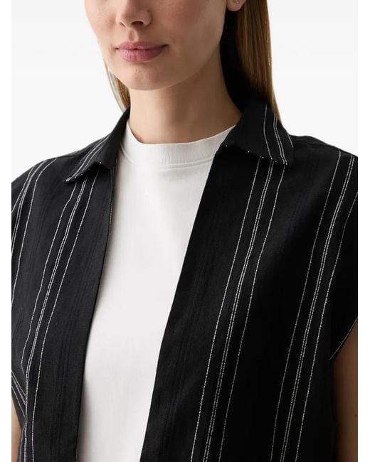 Benetton Black Striped Tie-Fastening Top