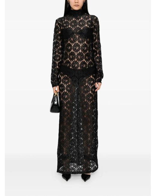 Rohe Women's Black Geometric-Lace Turtleneck Dress