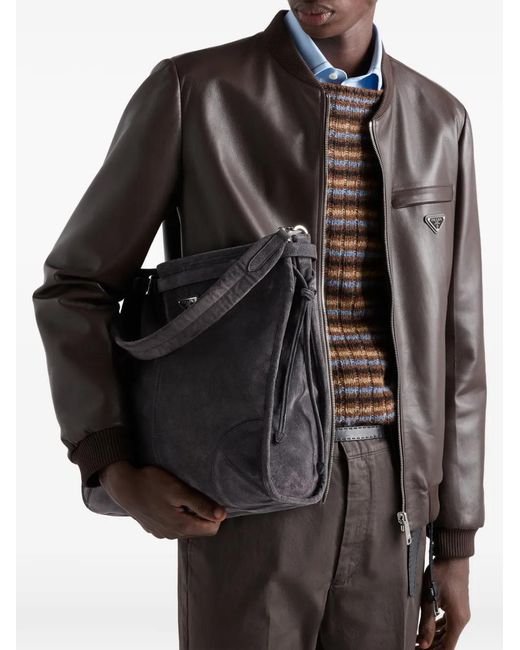 Prada Brown Reversible Nappa Leather Bomber Jacket for men