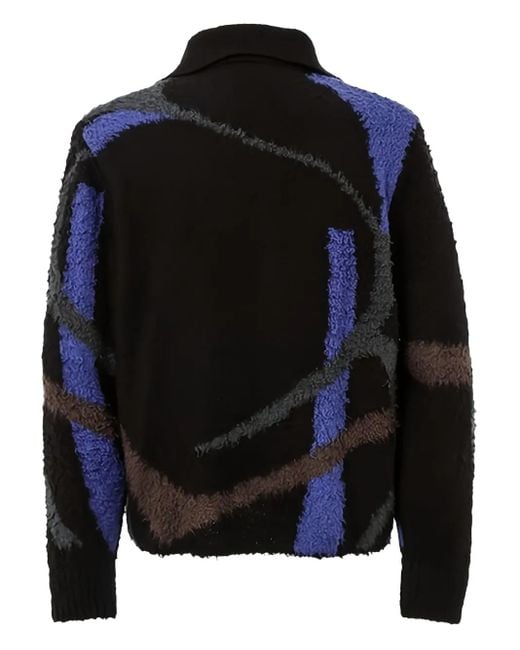 KHOKI Black Buttoned Patterned Cardigan for men