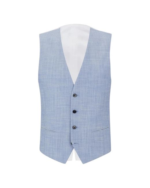 HUGO Blue Button-Fastening Waistcoat for men