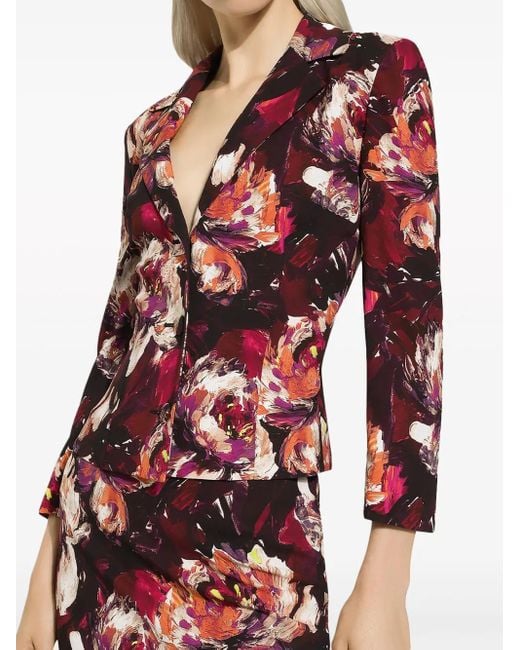 Dolce & Gabbana Red Peony Print Cady Blazer For