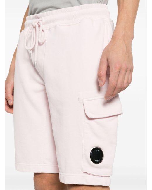 C P Company Pink Logo-appliqué Shorts for men