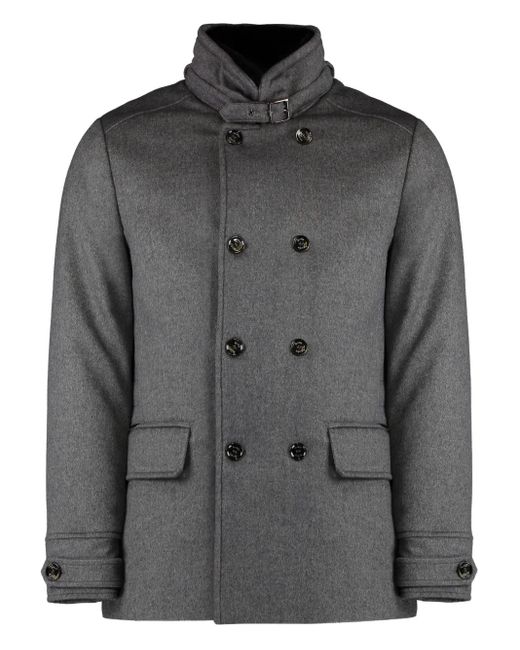 Moorer Gray Double-Breasted Coat for men