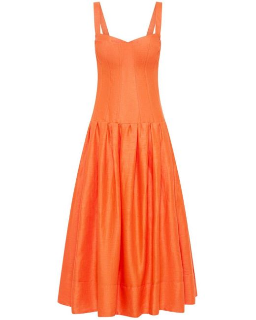 Nicholas Orange Makenna Linen Dress