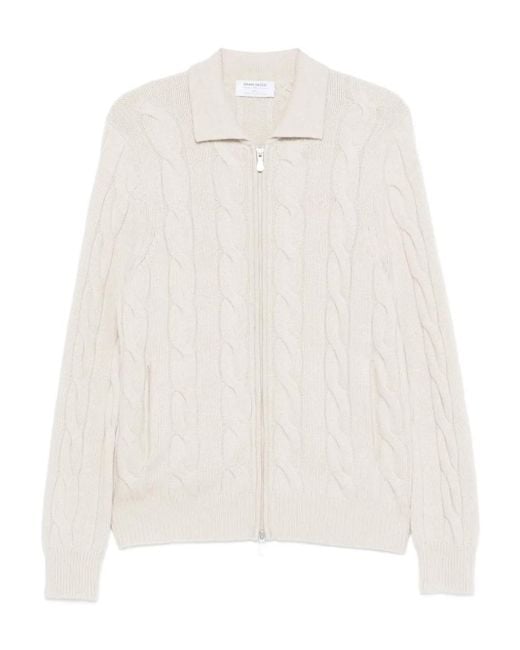 Gran Sasso White X Casa Frumoasa Cardigan En Maille Torsadée for men