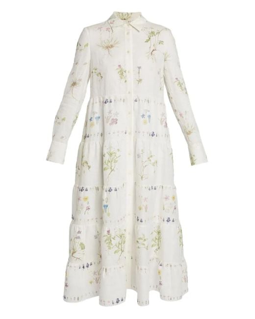Erdem White Long-Sleeve Shirt Dress