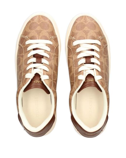 COACH Brown High Line Logo-Print Sneakers