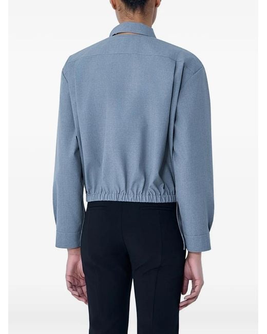 Jil Sander Blue Cropped Wool Jacket