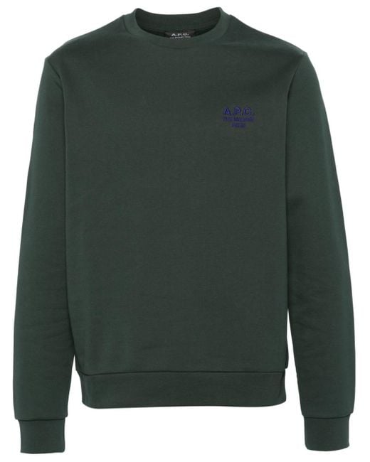 A.P.C. Green Rider Logo-embroidered Cotton Sweatshirt for men