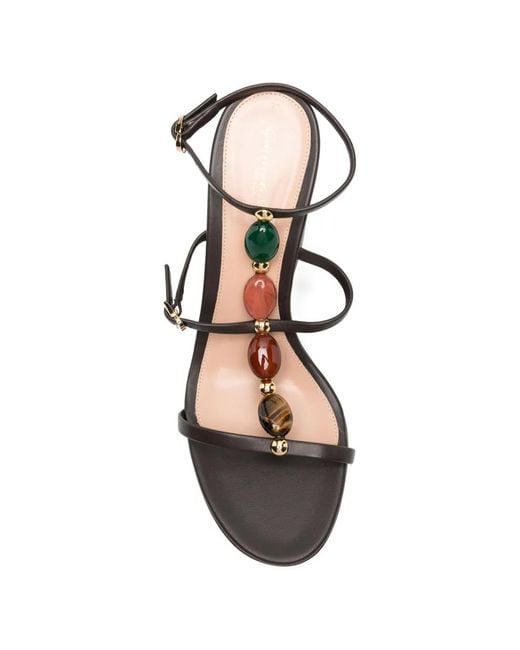 Gianvito Rossi White Shanti Stone-Embellished Wedge Sandals