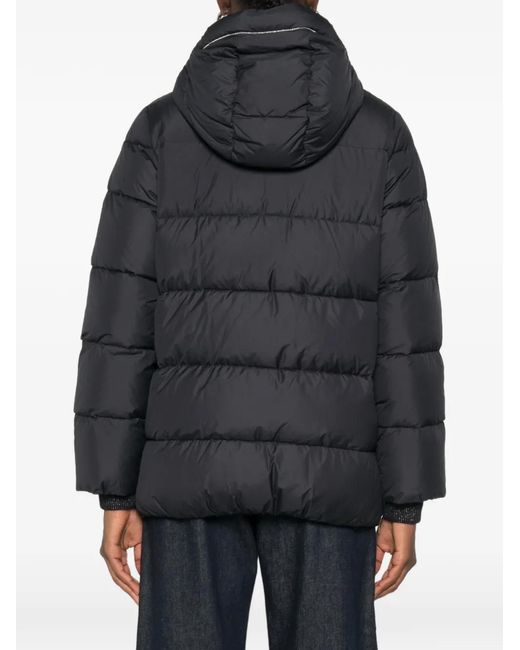 Peserico Black Hooded Padded Jacket