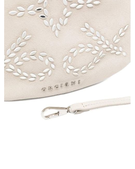 Orciani White Appliqué Drawstring Tote Bag