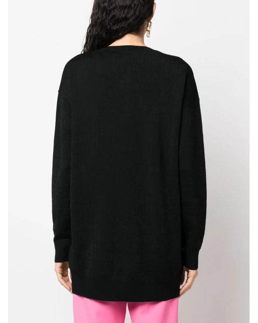 Moschino Black Monogram-Jacquard Cardigan