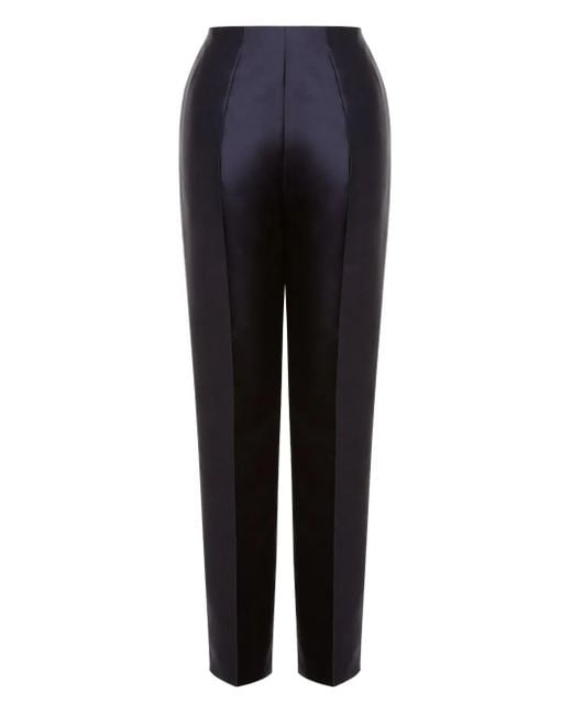 Alberta Ferretti Blue Satin Tailored Trousers