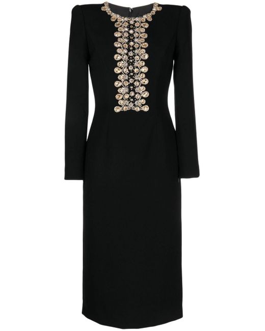 Jenny Packham Black Juno Crystal-embellished Midi Dress