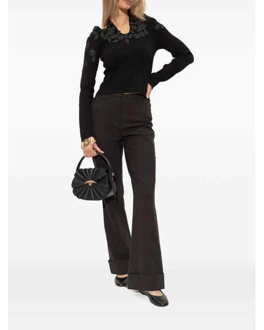 Casadei Black Crystal-Embellished Ballet Flats