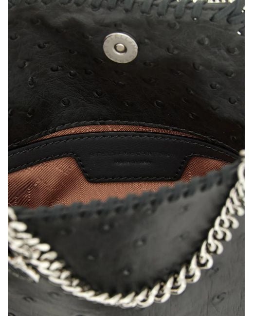Stella McCartney Black Falabella Ostrich Tiny Tote Bag