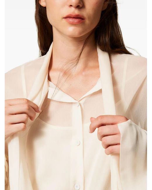 Twinset Natural Tie-Neck Long-Sleeve Shirt