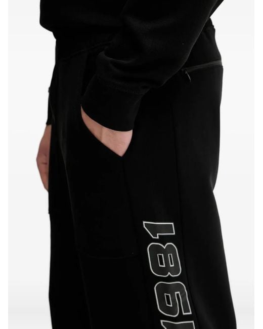 Guess Black Logo-Detail Track Pants for men