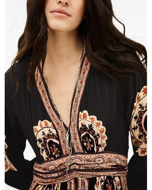 Ba&sh Black Robe Imprimée Vera À Col V