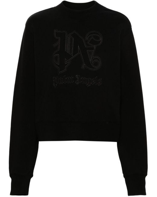 Palm Angels Katoenen Sweater Met Monogram in het Black