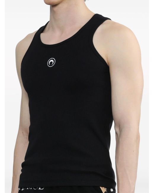 MARINE SERRE Black Crescent Moon-embroidered Tank Top for men