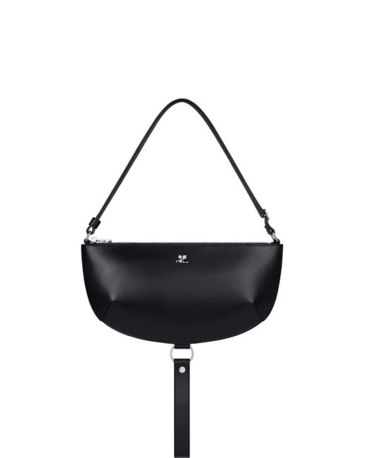 Courreges ハーフムーン レザーショルダーバッグ Black
