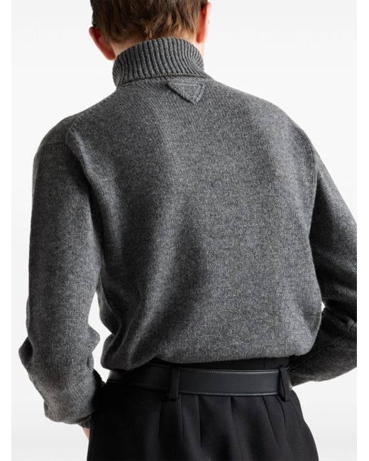 Prada Gray Cashmere Roll-neck Jumper