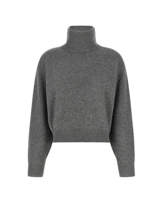 Brunello Cucinelli Gray Monile Ribbed Sweater