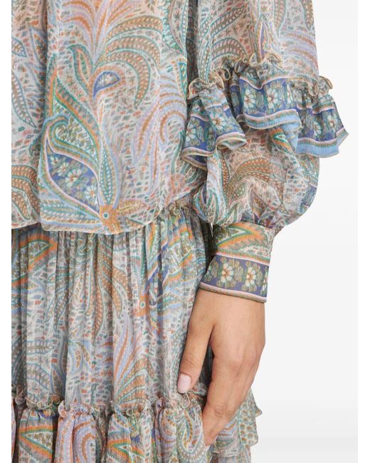 Etro White Ruffled Silk Blouse