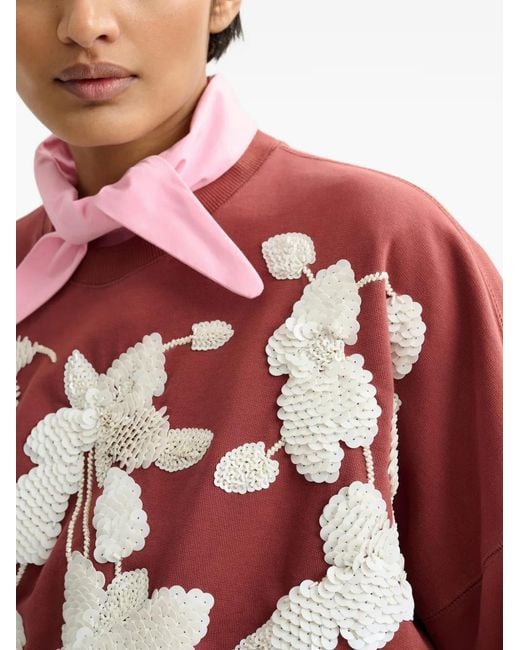 Essentiel Antwerp Red Sequinned Sweatshirt