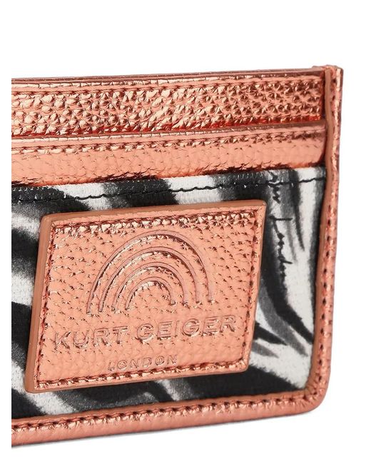 Kurt Geiger Pink Southbank Zebra-Print Metallic Card Holder