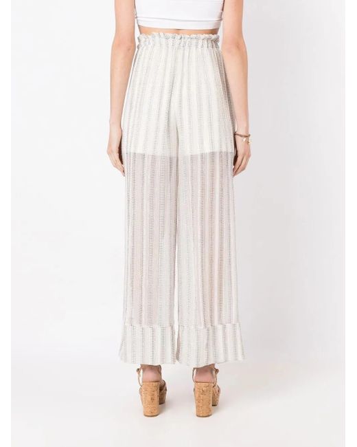 Amir Slama White Stripe-Print Tie-Waist Palazzo Pants