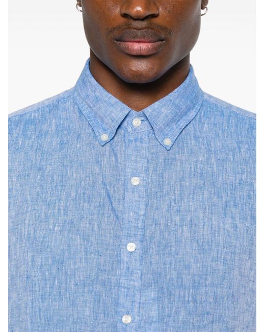 Michael Kors Blue Short-sleeve Linen Shirt for men