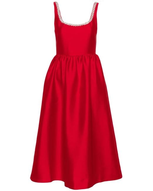 knee length dresses for ladies Black Taffeta Polka Dot Midi Dress – self-portrait-US main image 1