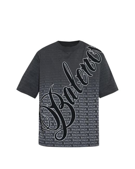Balenciaga Gray T-Shirt À Motif Monogrammé for men