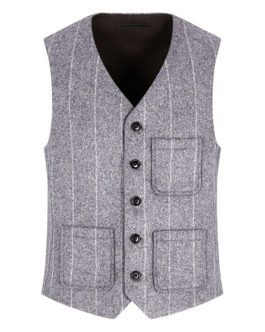 Giorgio Armani Gray Striped Single-Breasted Coat for men