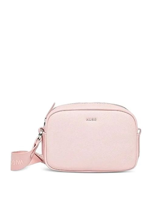 HUGO Pink Logo-Plaque Cross Body Bag