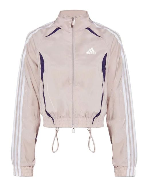 Adidas Pink Three-Stripe Cropped Track Jacket
