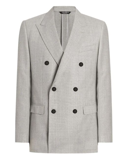 Dolce & Gabbana Gray Double-Breasted Taormina Wool Jacket for men