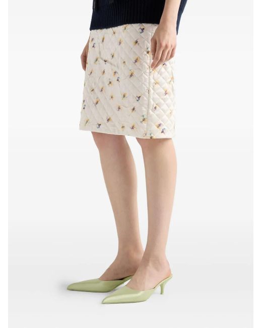 Prada Natural Floral Quilted Short Skirt