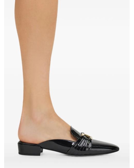 Ferragamo Black Gancini Ornament Mules