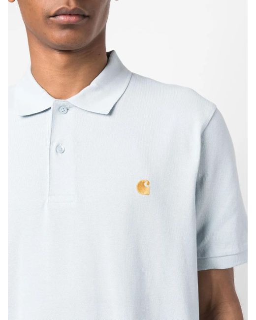 Carhartt White Embroidered-Logo Polo Shirt for men