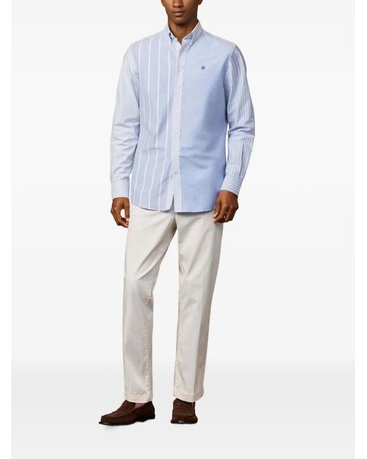 Hackett Blue Heritage Patchwork Oxford Buttoned Shirt for men