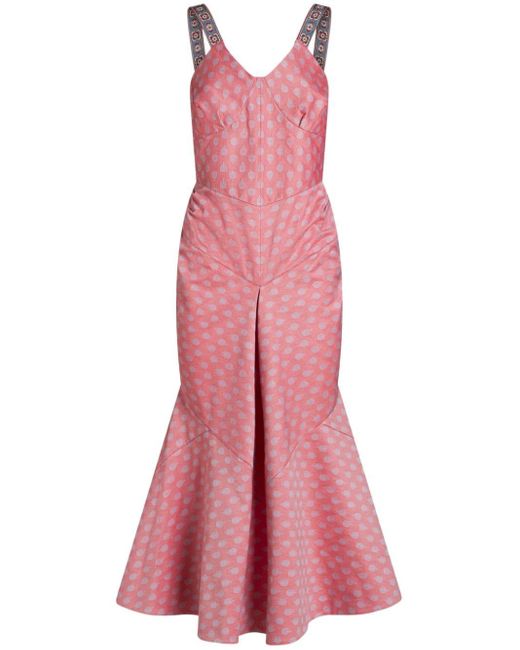 Etro Pink Jacquard-Kleid mit Blumen
