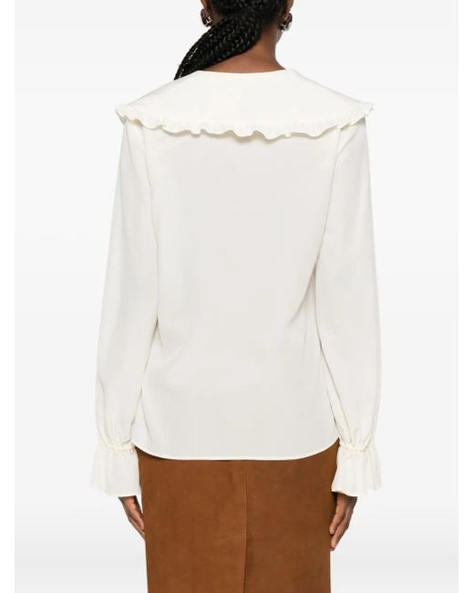 Blusa Con Volantes En El Cuello Chloé de color White