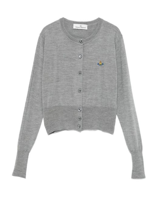 Vivienne Westwood Gray Bea Cardigan mit Logo-Stickerei